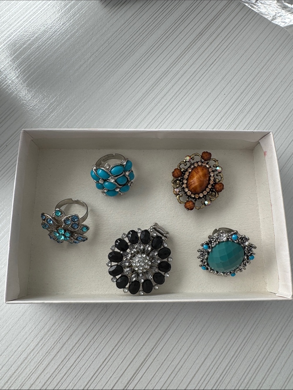 Turquoise Oval Faceted Cocktail Ring - Women Jewelry